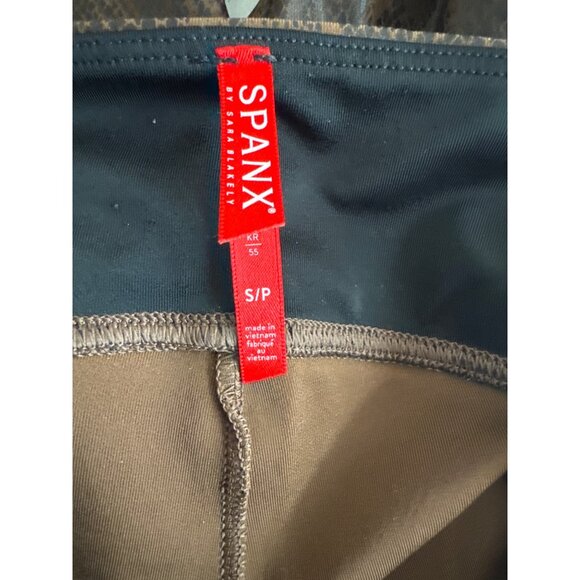 Spanx Sara Blakely Faux Leather Snake Print Leggings sz small Brown HighWaisted - Picture 3 of 4